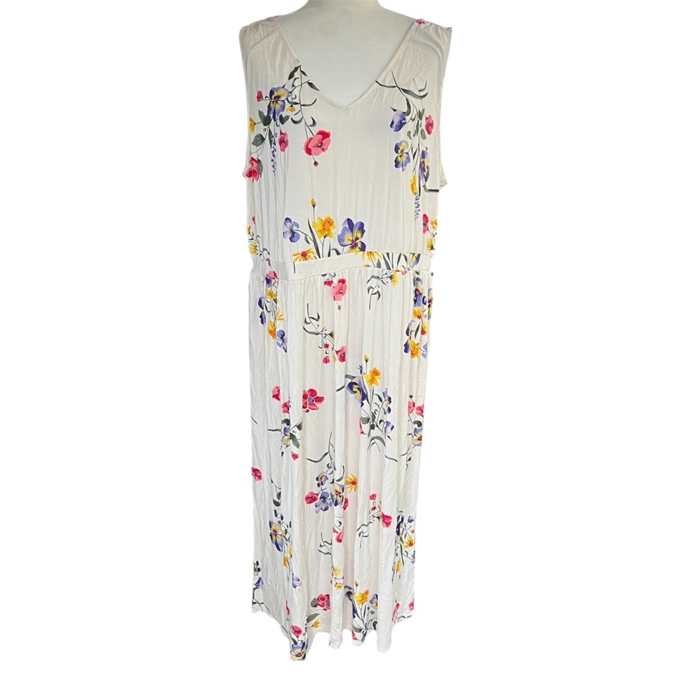 Old Navy Cream Floral V Neck Sleeveless Maxi Summer Dress Size 3X